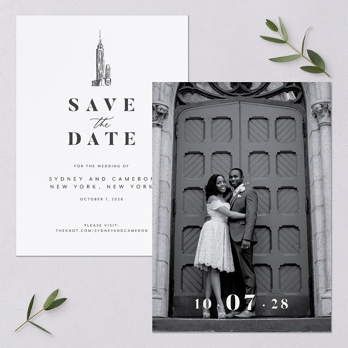 Love in NYC Save The Date Cards Medieval Grey Signature smooth Blank No Standard