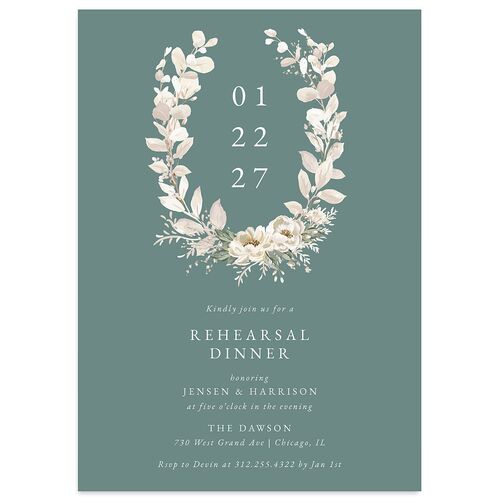 Greenery Laurel Rehearsal Dinner Invitations Sky Signature Blank Standard