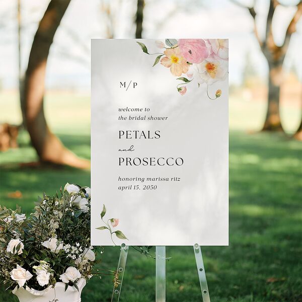 Pastel Garden Bridal Shower Standard Welcome Sign Large Pink Cotton Standard Indoor Foam Core L Welcome