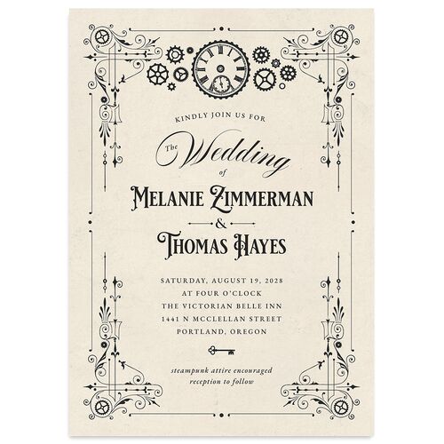 Steampunk Vintage Wedding Invitations Medieval Grey Signature Blank No Standard