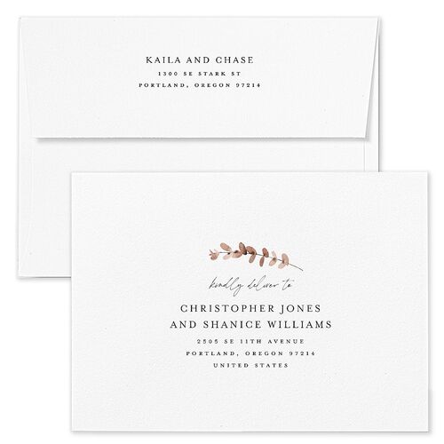Soft Pampas Wedding Invitation Envelopes White Pure White Both Recipient and Return Addresses Standard Signature