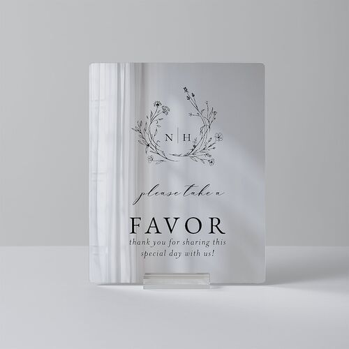 Natural Monogram Mirrored Acrylic Favor Tabletop Sign X-small Midnight Navy Mirrored Acrylic XS Tabletop Favor Standard