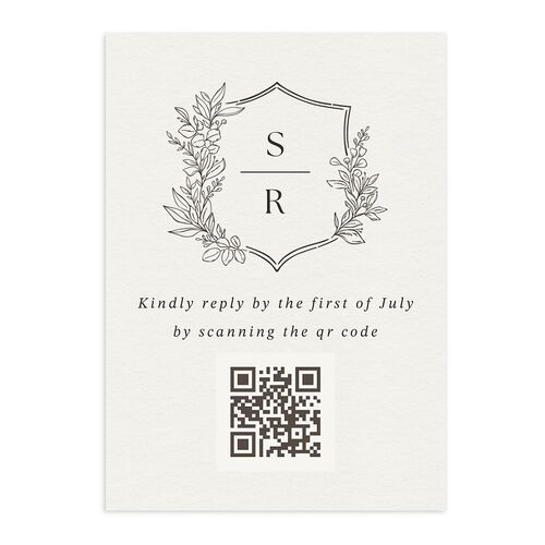 Elegant Garland Crest QR Code RSVP Cards Falcon Signature Standard