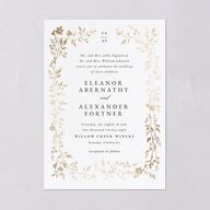 Timeless Floral Foil Wedding Invitations Gold Thyme Signature Blank No Standard