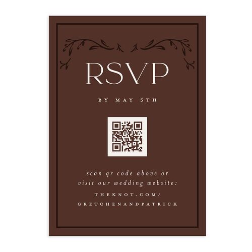 Storybook Filigree QR Code RSVP Cards Chocolate Signature Standard