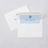 Hand Drawn Cake Wedding Invitations French Blue Signature Blank No