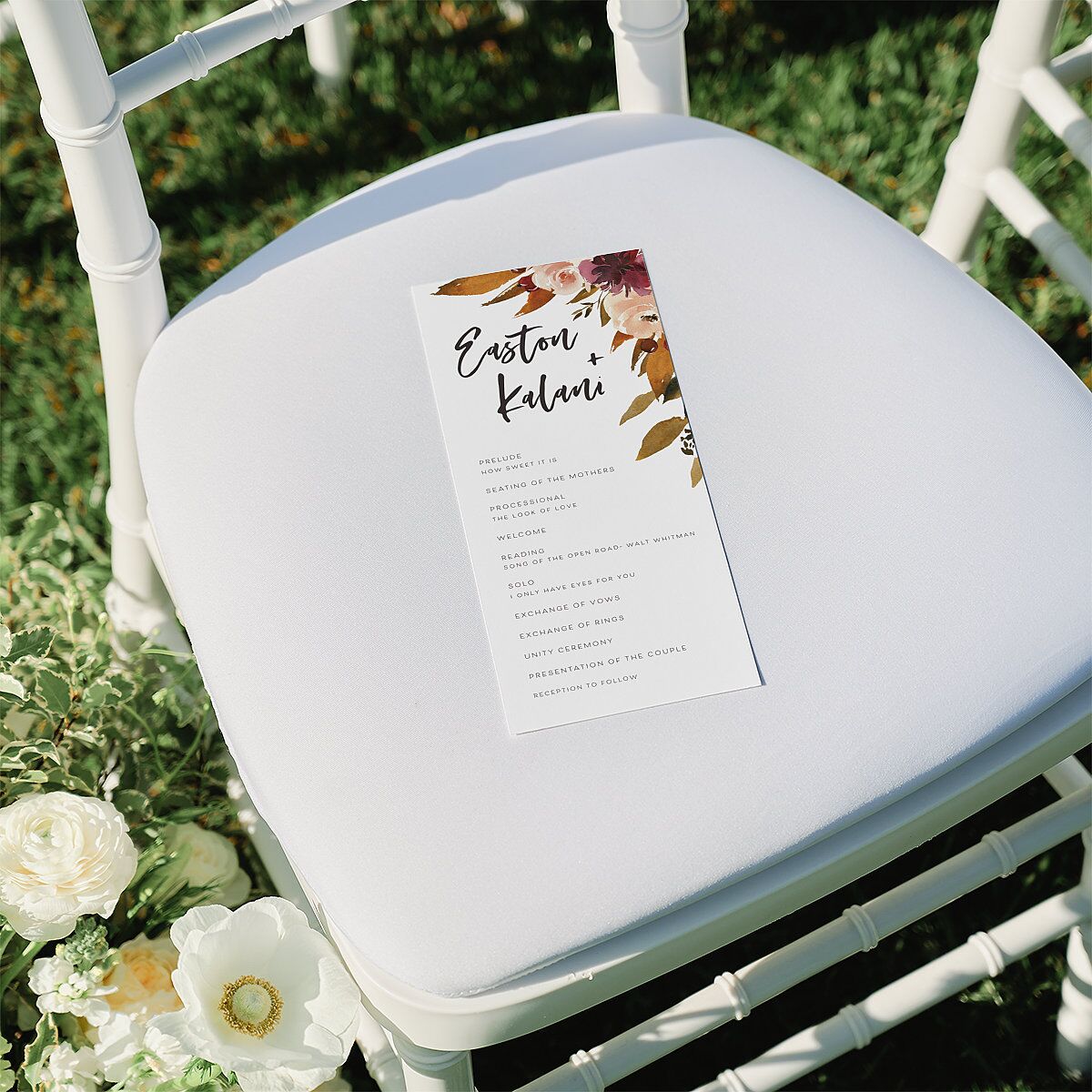 Fall Foliage Wedding Programs Chestnut Signature