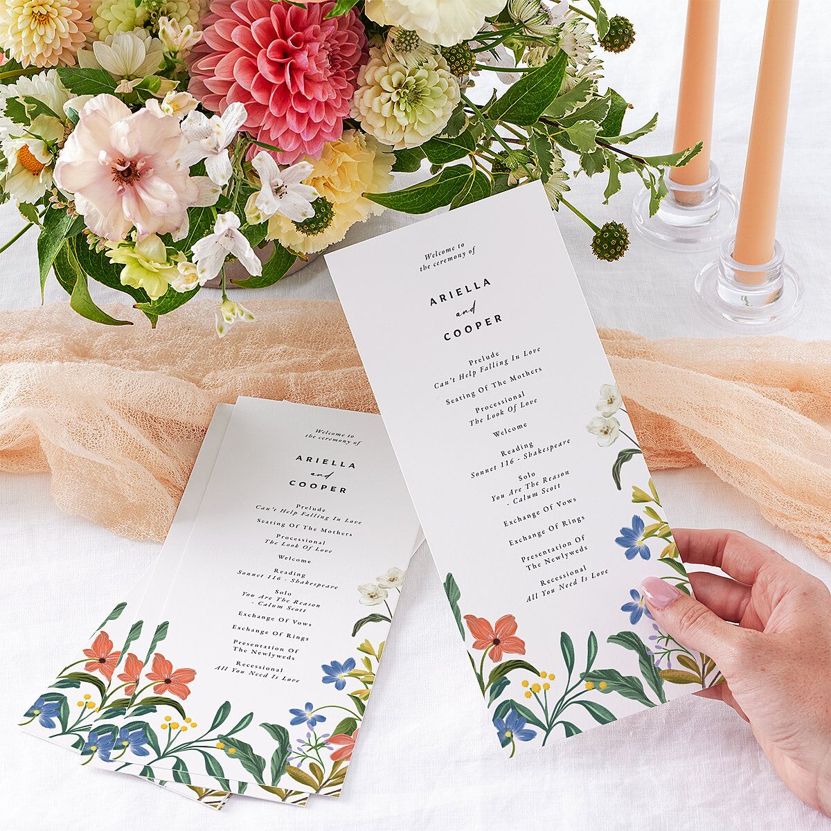 Vintage Garden Wedding Programs Rose Gold Signature