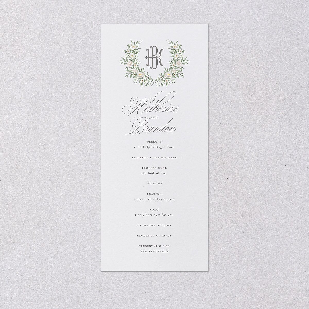 Luxury Floral Monogram Wedding Programs Cotton Signature