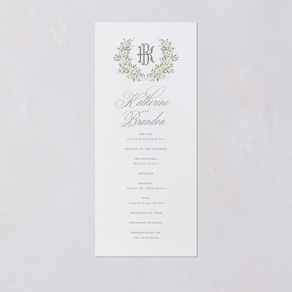 Luxury Floral Monogram Wedding Programs Cotton Signature