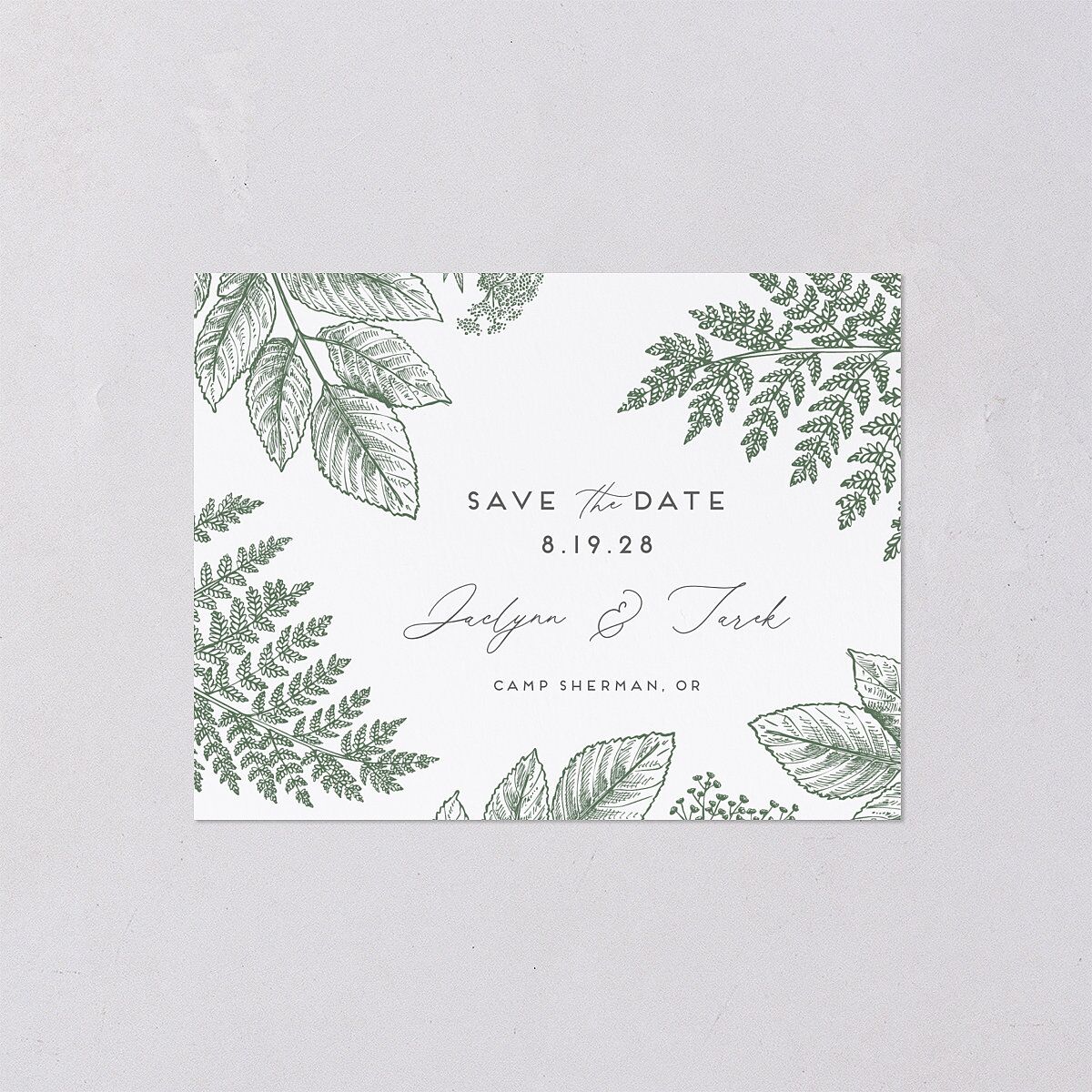 Botanical Frame Save the Date Petite Cards Hunter Green Signature smooth Blank No Standard