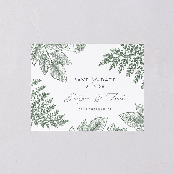 Botanical Frame Save the Date Petite Cards Hunter Green Signature smooth Blank No Standard