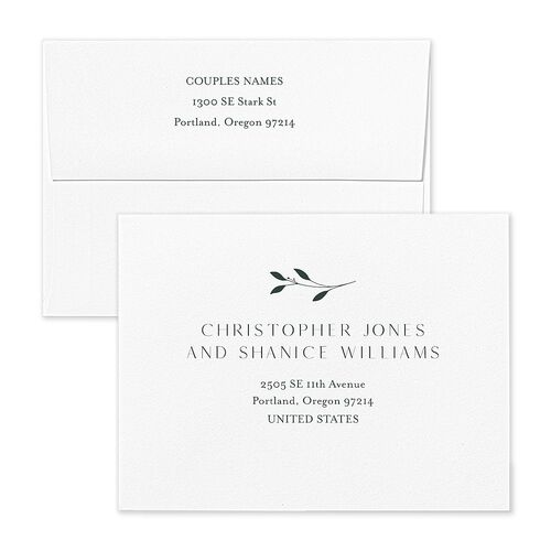 Gilded Sprigs Foil Thank You Card Envelopes Terracotta Standard Dark Emerald Both Recipient and Return Addresses Signature