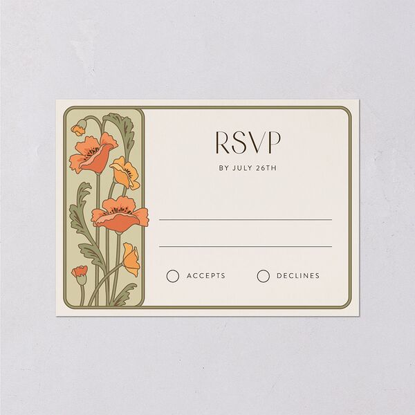 Vintage Nouveau Floral Wedding Response Cards Pear Signature Standard
