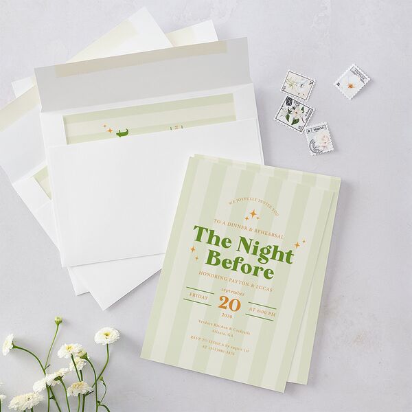 Colorful Retro Stripes Rehearsal Dinner Invitations Sea Foam Signature Blank Standard