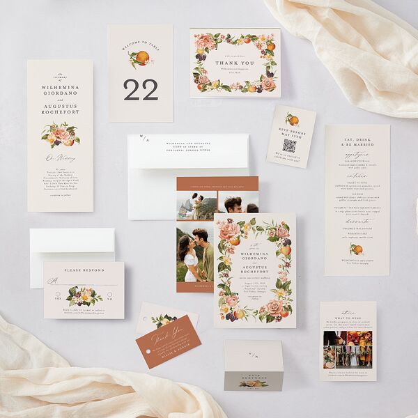Botanical Citrus Garden Table Numbers Rose Gold Signature