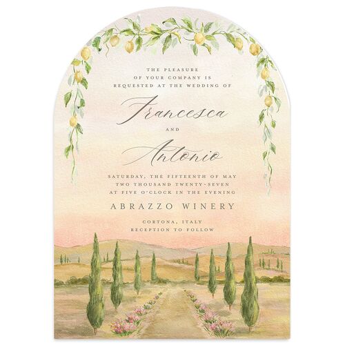 Elegant Italy Wedding Invitations Desert Rose Signature Blank No Arch