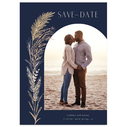 Regal Pampas Save The Date Cards Gold Navy Signature smooth Blank No Standard