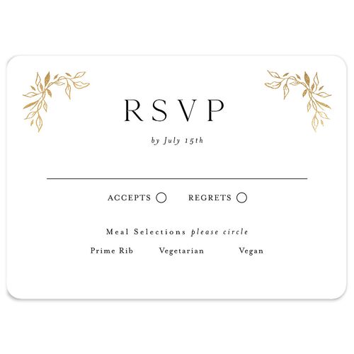 Monogram Leaves Wedding Response Cards Gold Charcoal Signature Rounded