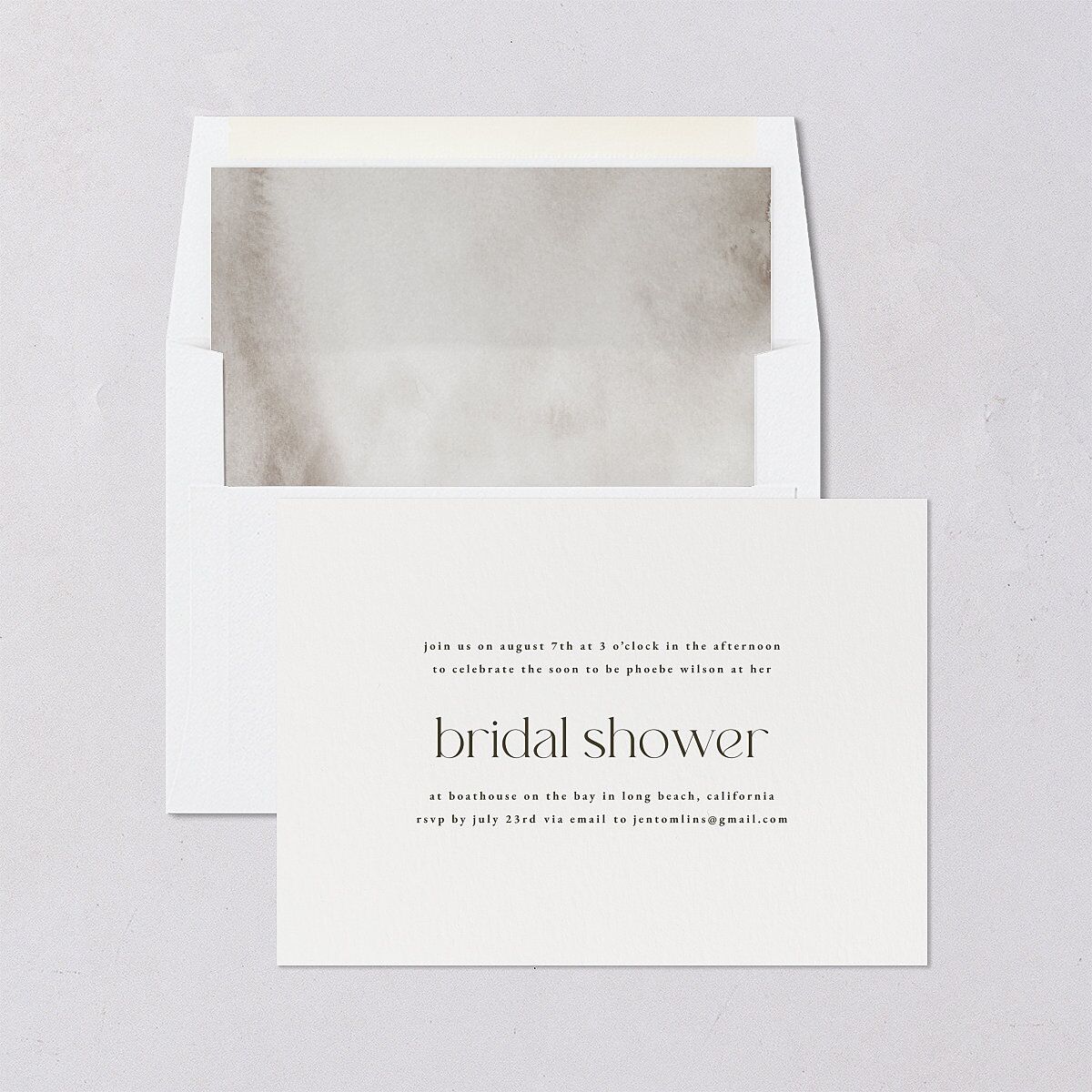 Striking Portrait Bridal Shower Invitations Pure White Signature Blank Standard