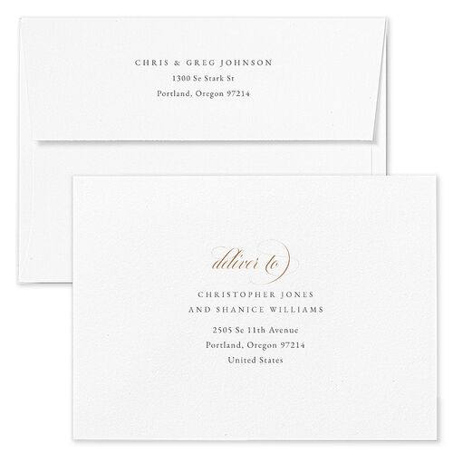 Southern Magnolia Wedding Invitation Envelopes Terracotta Ink Blue Both Recipient and Return Addresses Standard Signature