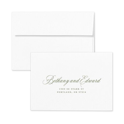 Vintage Oval Monogram Response Card Envelopes White Thyme Return Address Signature Standard