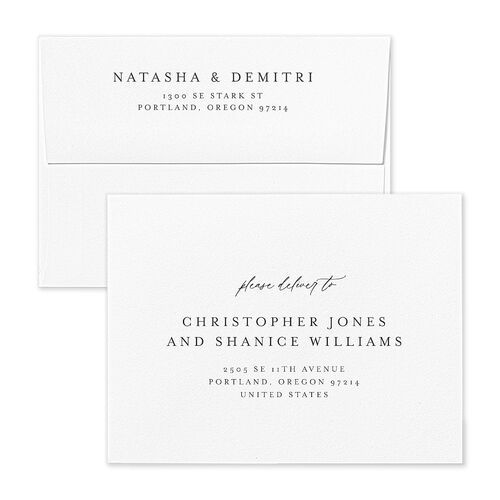 Botanical Monogram Save the Date Magnet Envelopes White Fog Both Recipient and Return Addresses Signature Standard