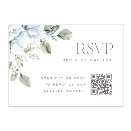 Elegant Pastel Floral QR Code RSVP Cards Ice Blue Signature Standard