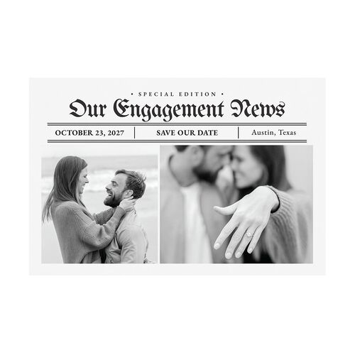 Newspaper Save the Date Postcards Couple 2