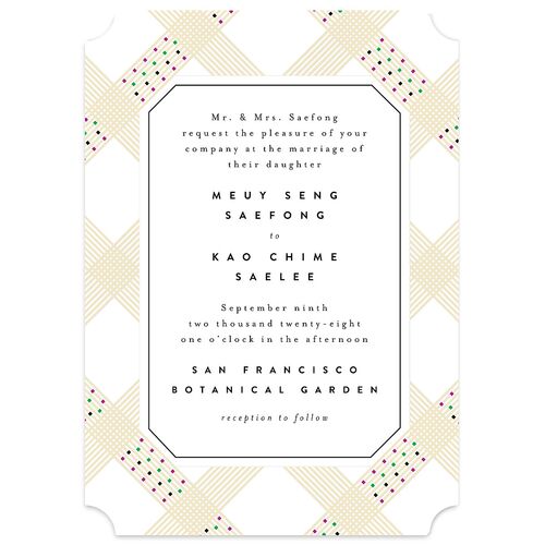 Chinese Lu Mien Wedding Invitations Pure White Signature Blank No Ticket