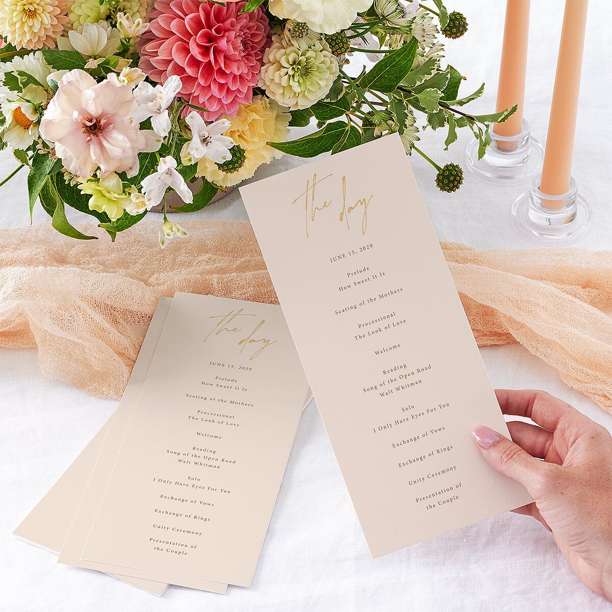Just Love Wedding Programs Gold Sand Signature