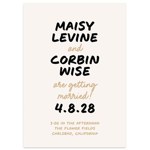 Modern Marker Wedding Invitations Off-White Signature Blank No Standard