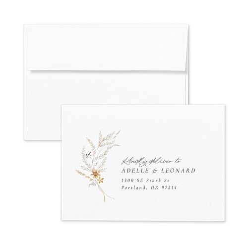 Dried Blooms Response Card Envelopes White Standard Copper Return Address Signature