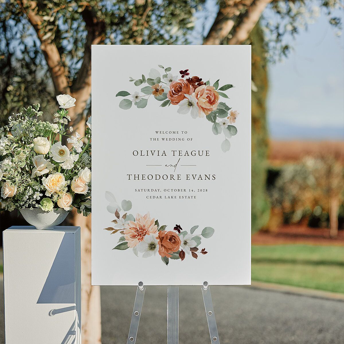 Eucalyptus Bouquet Standard Welcome Sign Large Terracotta Standard Indoor Foam Core L Welcome