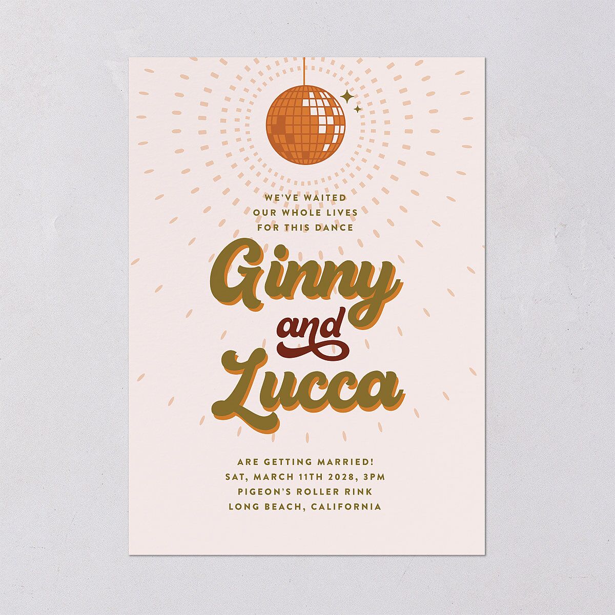 Disco Love Wedding Invitations Umber Signature Blank No Standard