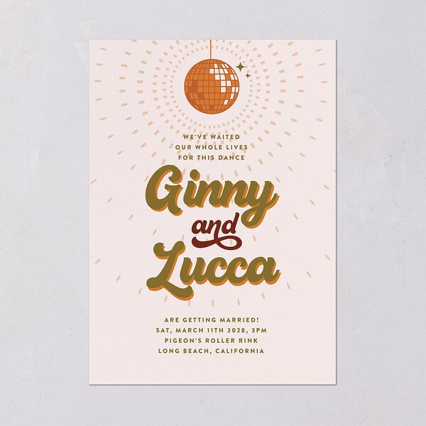 Disco Love Wedding Invitations Umber Signature Blank No Standard