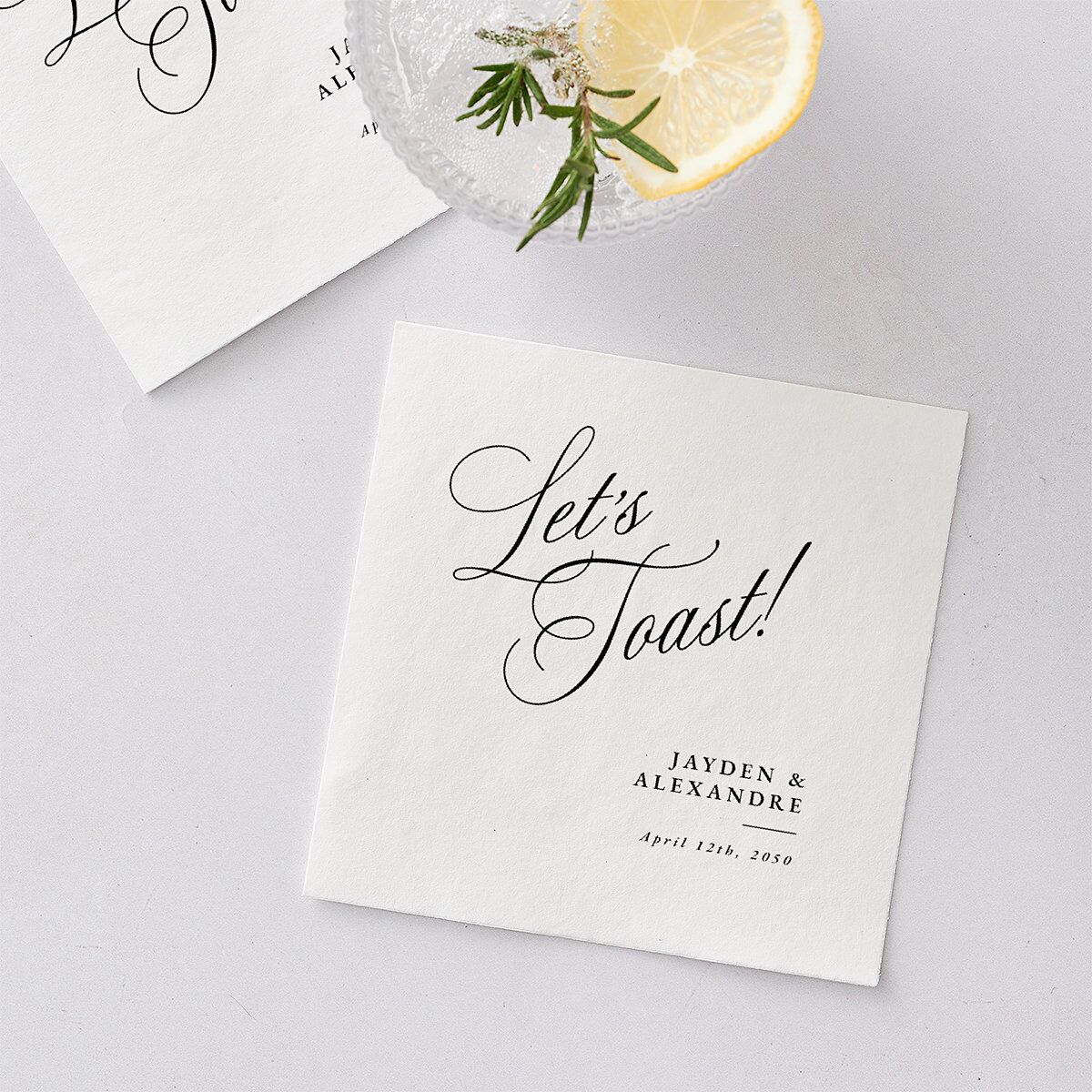 We're Engaged Calligraphy Engagement Party Cocktail Napkins Champagne Napkin Uncoined