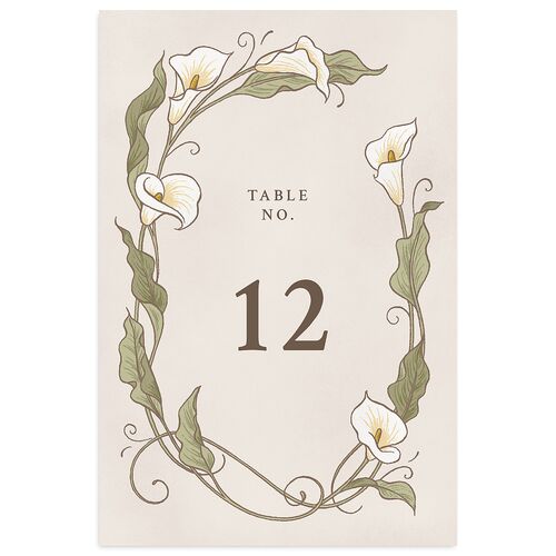 Calla Lily Nouveau Table Numbers Champagne Signature