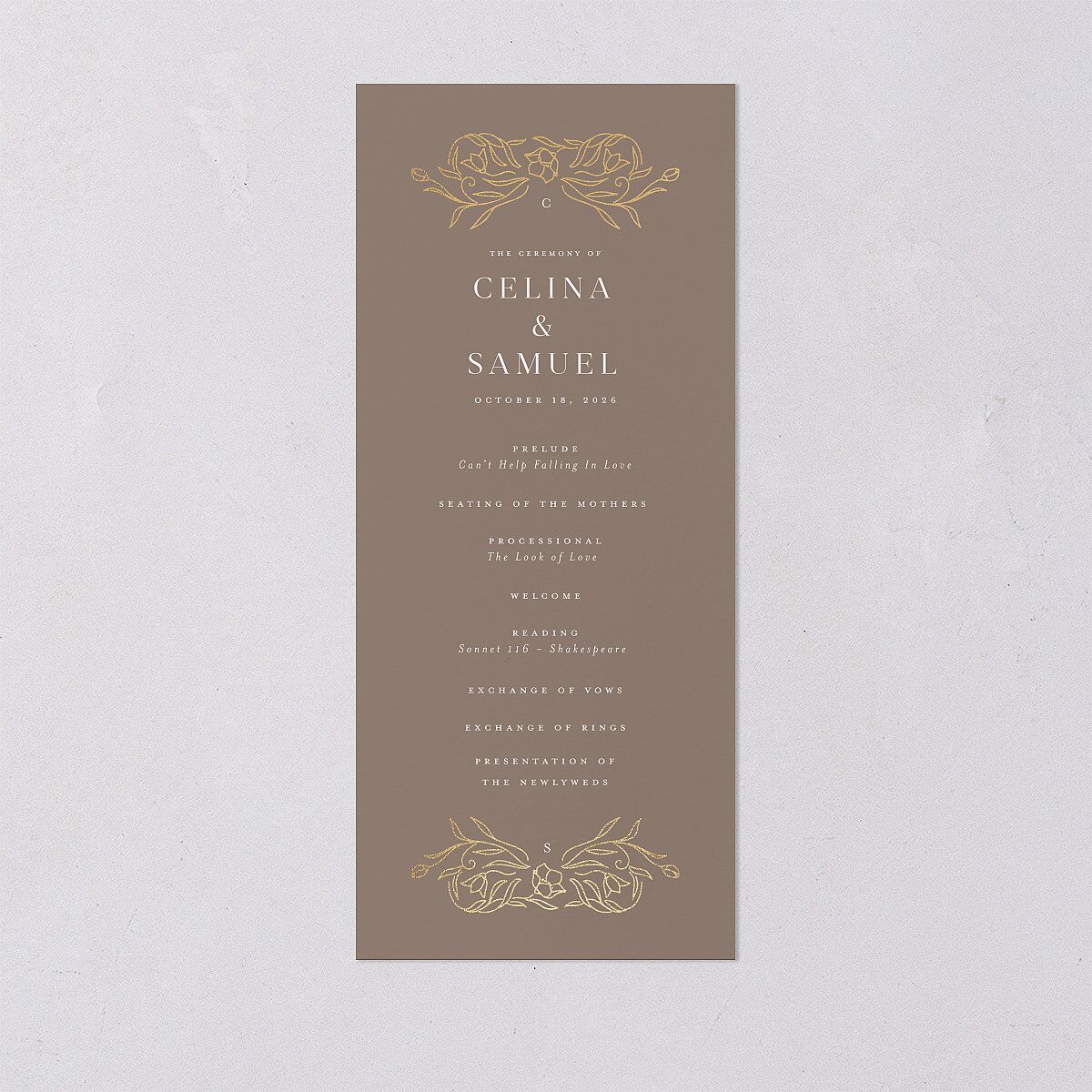 Floral Opulence Foil Wedding Programs Gold Pure White Signature