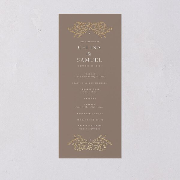 Floral Opulence Foil Wedding Programs Gold Pure White Signature