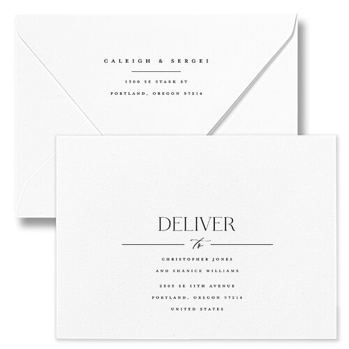 Elegant Frame Save The Date Card Euro Envelopes White Fog Recipient Address Luxe Signature