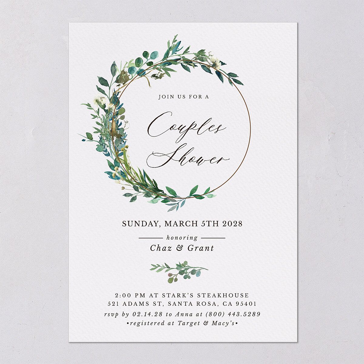 Leafy Hoops Bridal Shower Invitations — view 9