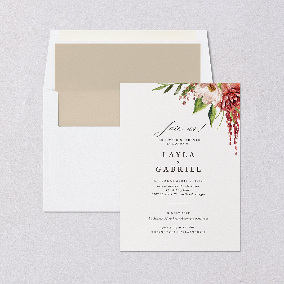 Floral Arch Bridal Shower Invitations Rust Signature Blank Standard