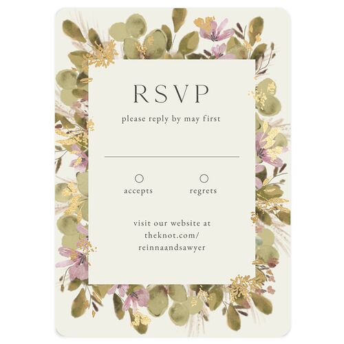 Eucalyptus Edges Wedding Response Cards Gold Thyme Signature Rounded