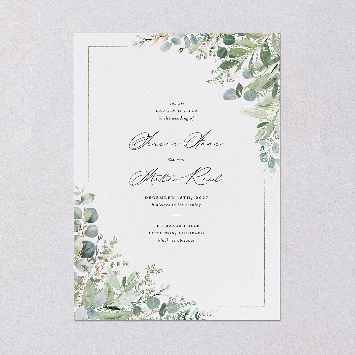 Shining Greenery Wedding Invitations — view 2