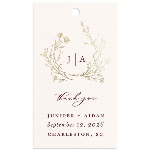 Gilded Monogram Favor Gift Tags Gold Merlot Signature