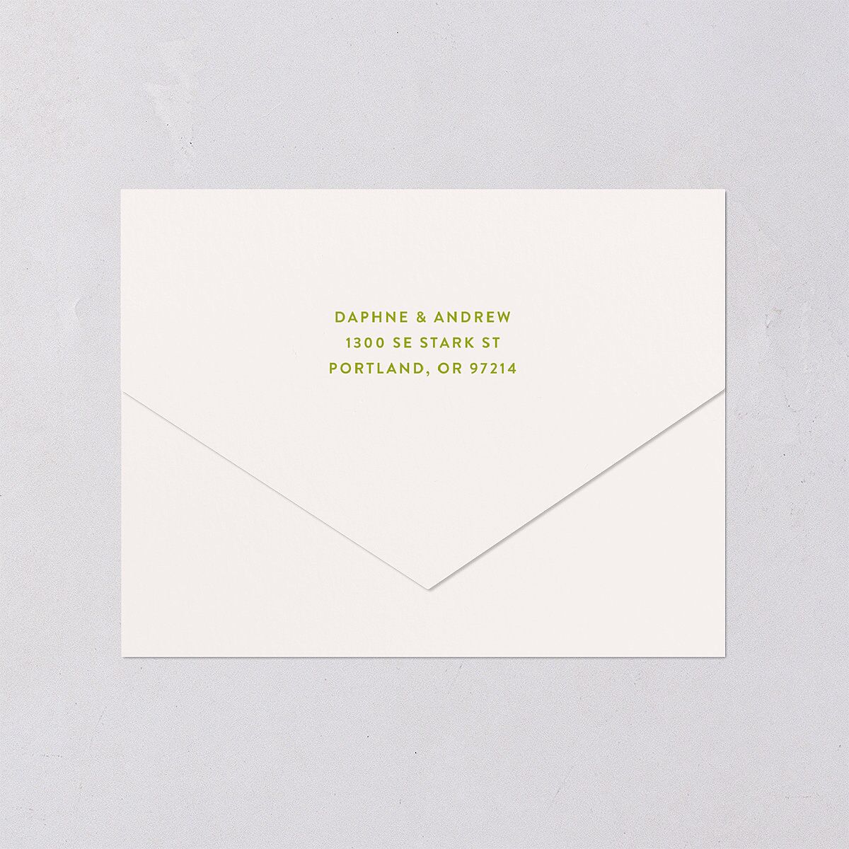 Eclectic Painted Stripes All-in-One Wedding Invitations Pear Signature Light Both Recipient and Return Addresses No