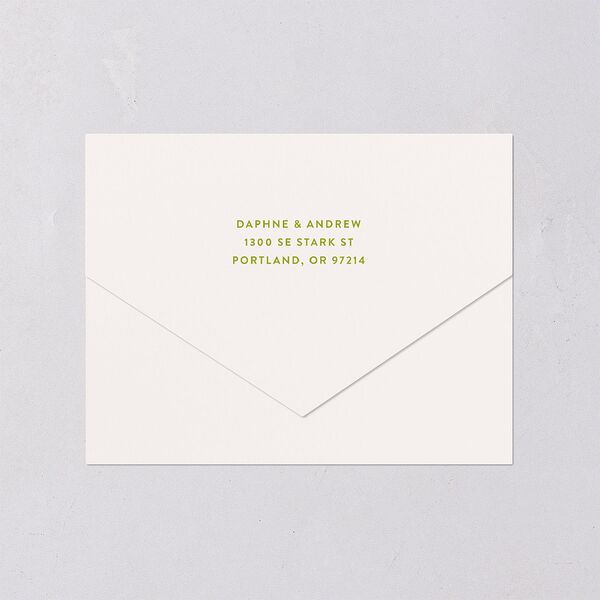Eclectic Painted Stripes All-in-One Wedding Invitations Pear Signature Light Both Recipient and Return Addresses No