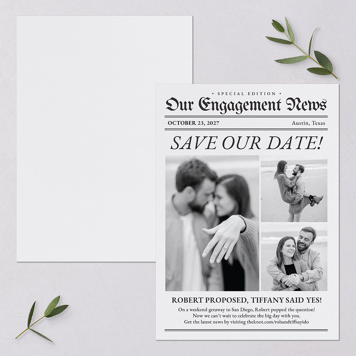 Newspaper Save the Date Cards — view 1