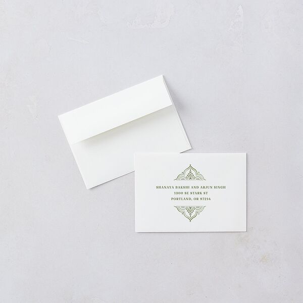 Indian Painted Henna Wedding Response Cards Scottish Green Signature Standard